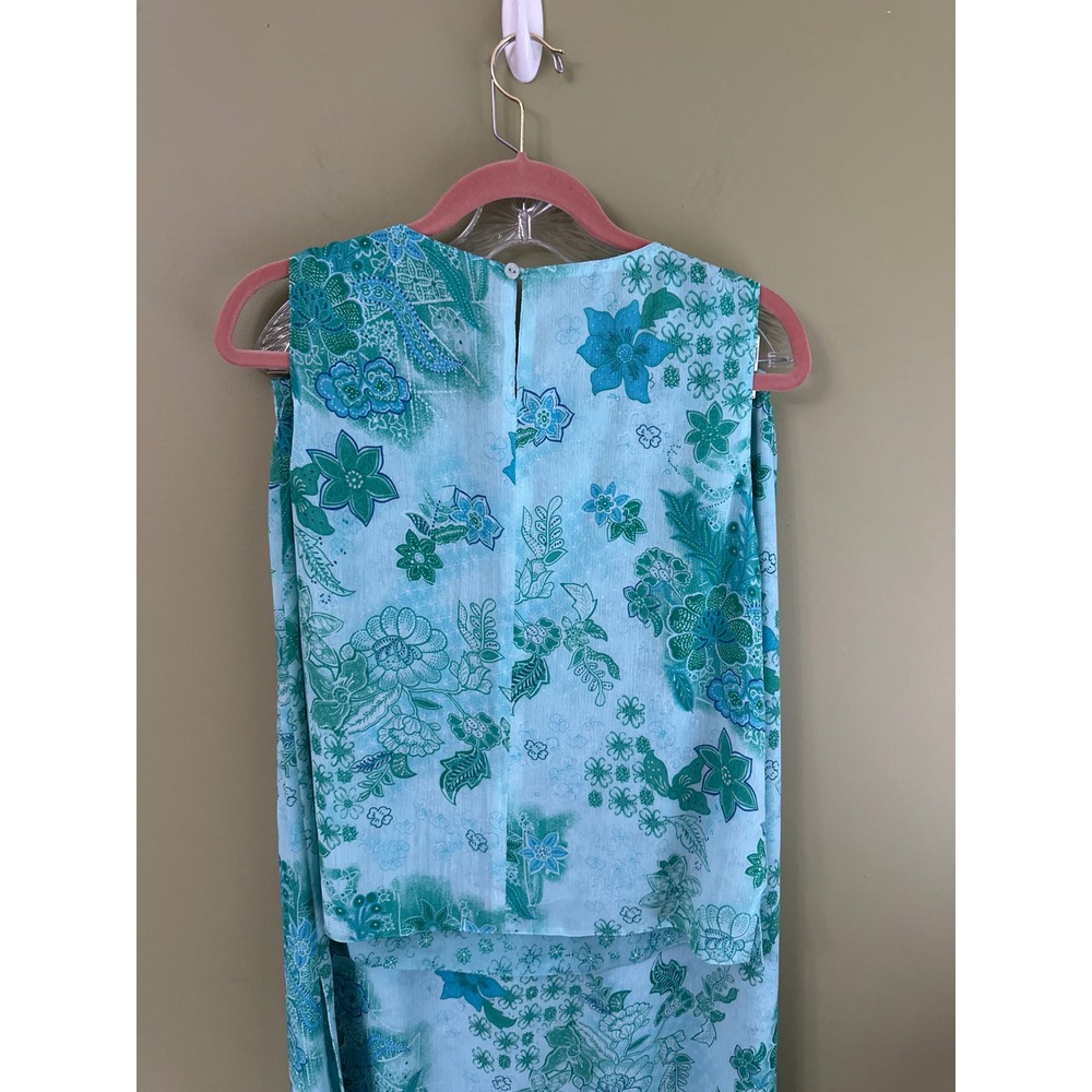 Pendleton Petite M Maxi Skirt Set Floral Two Piece Sleeveless Top Green Blue‎ - Picture 13 of 13